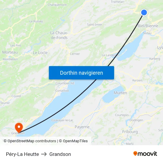 Péry-La Heutte to Grandson map