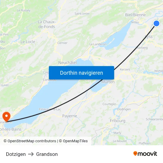 Dotzigen to Grandson map