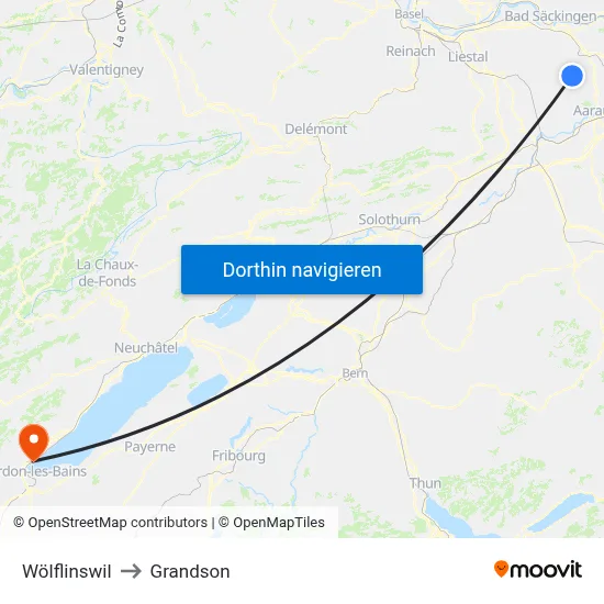 Wölflinswil to Grandson map