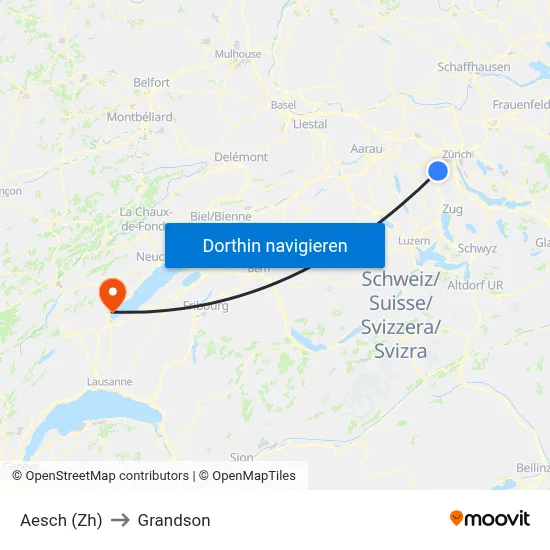 Aesch (Zh) to Grandson map