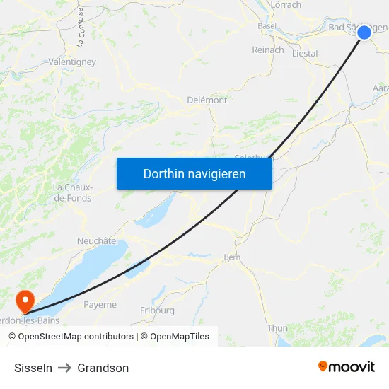 Sisseln to Grandson map
