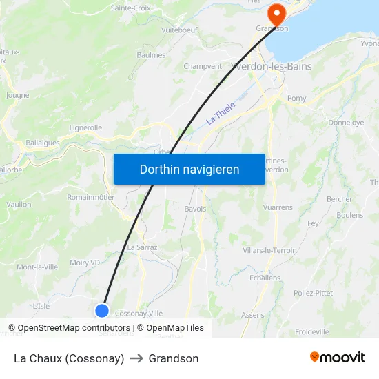La Chaux (Cossonay) to Grandson map