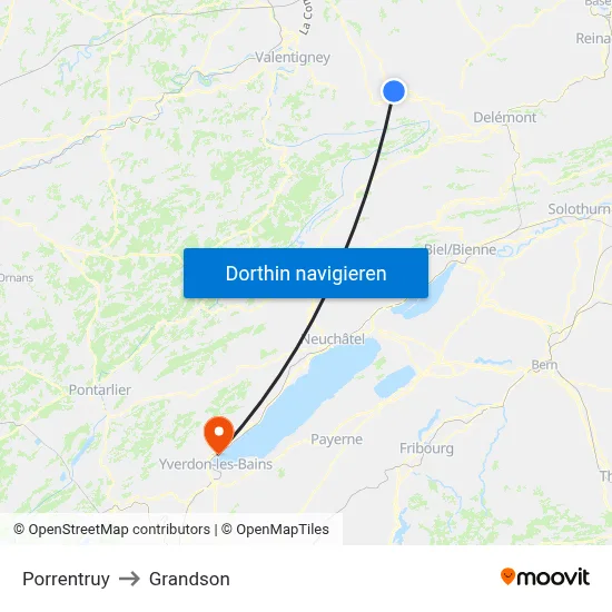 Porrentruy to Grandson map