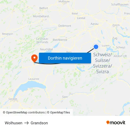Wolhusen to Grandson map