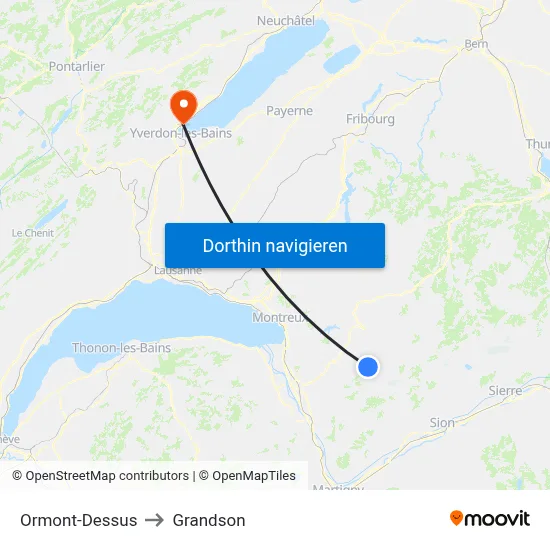 Ormont-Dessus to Grandson map