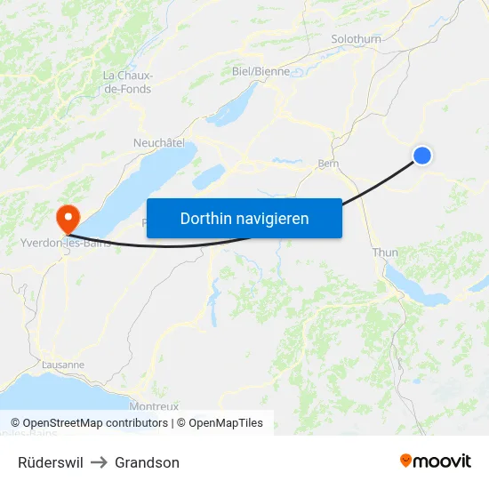 Rüderswil to Grandson map