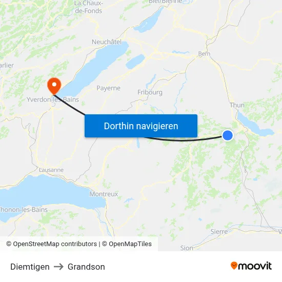Diemtigen to Grandson map