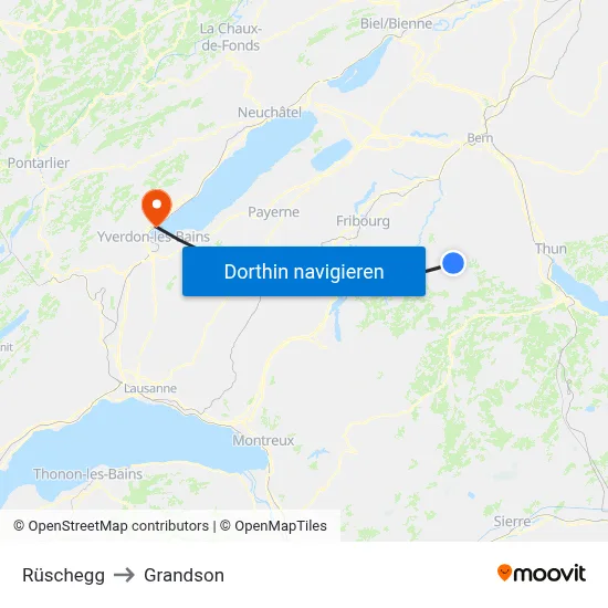 Rüschegg to Grandson map