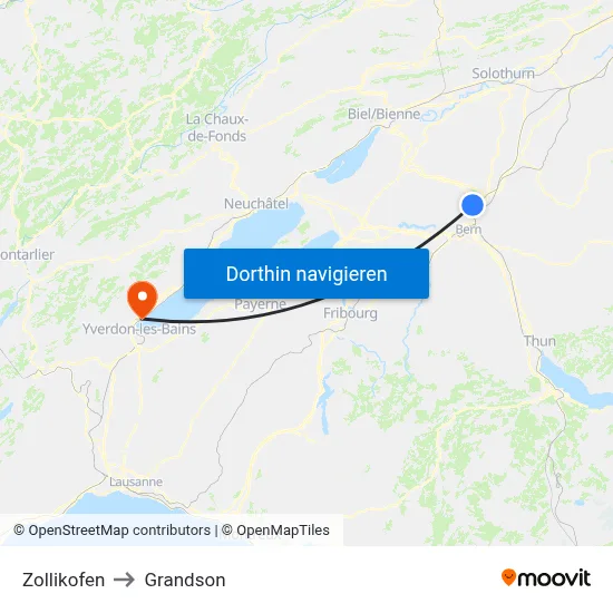 Zollikofen to Grandson map