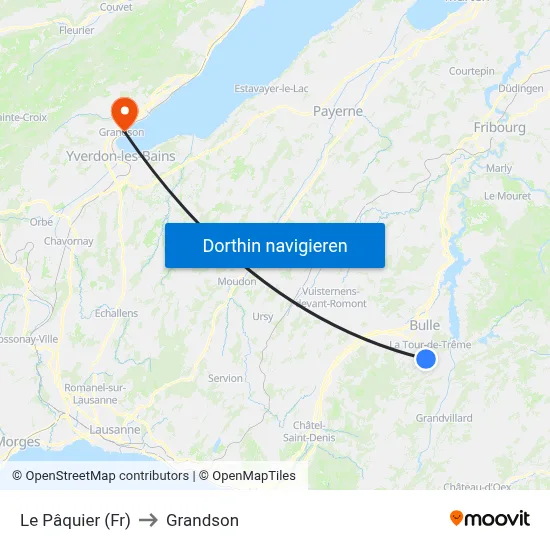 Le Pâquier (Fr) to Grandson map