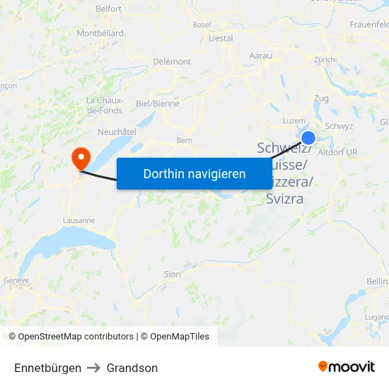 Ennetbürgen to Grandson map