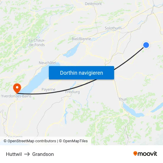 Huttwil to Grandson map