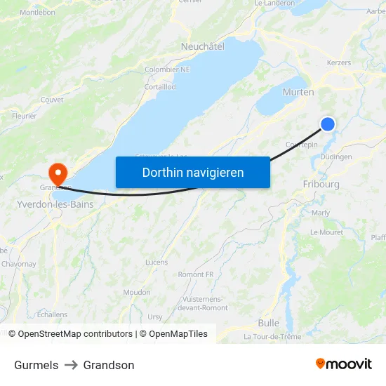 Gurmels to Grandson map