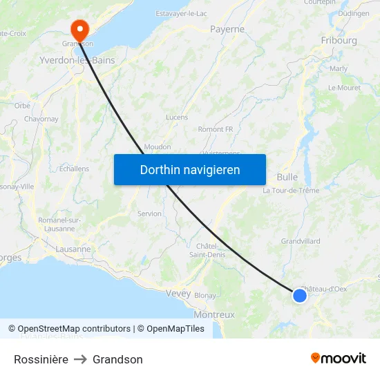 Rossinière to Grandson map