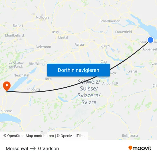 Mörschwil to Grandson map