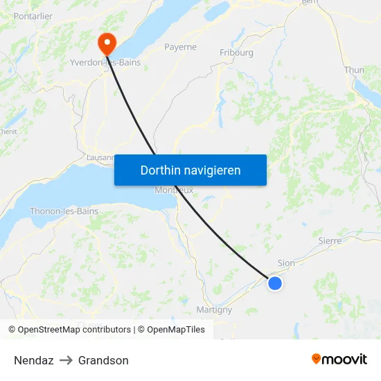 Nendaz to Grandson map