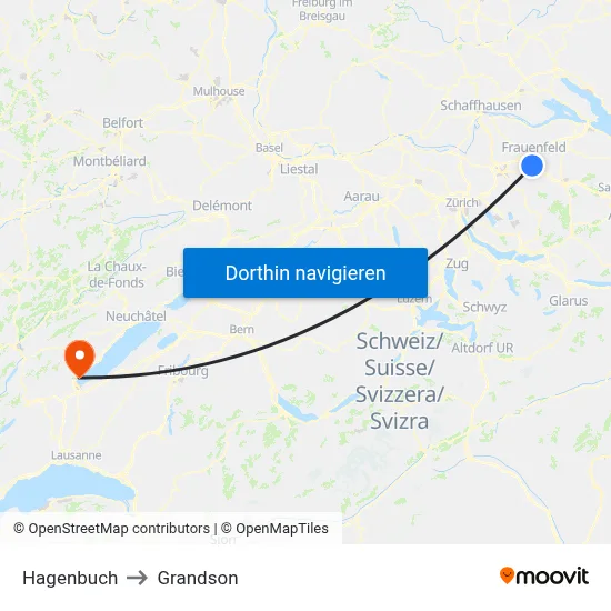 Hagenbuch to Grandson map