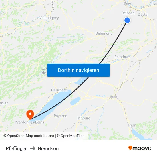 Pfeffingen to Grandson map