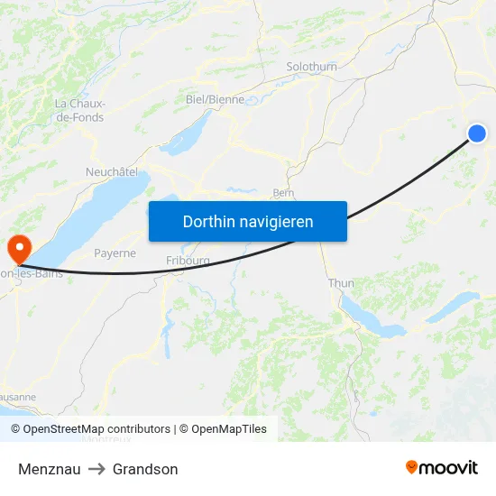 Menznau to Grandson map
