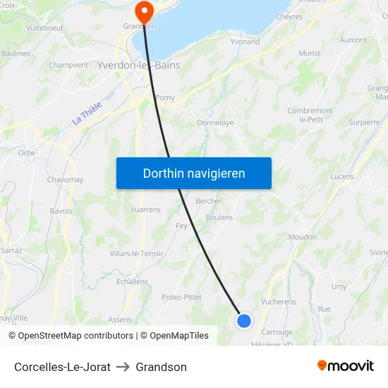 Corcelles-Le-Jorat to Grandson map