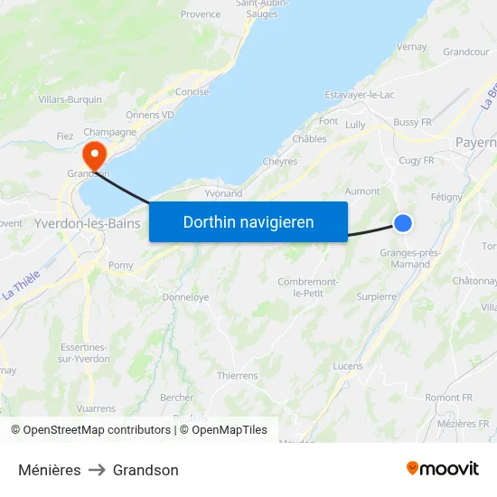 Ménières to Grandson map