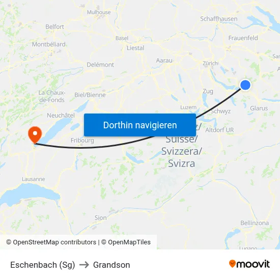 Eschenbach (Sg) to Grandson map