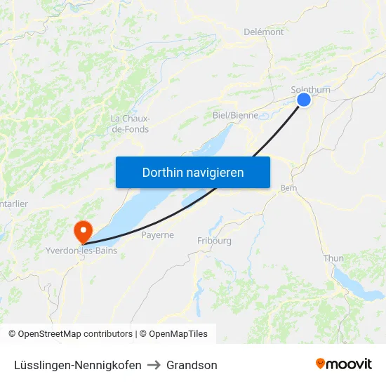 Lüsslingen-Nennigkofen to Grandson map