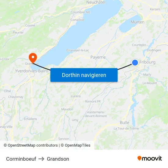 Corminboeuf to Grandson map