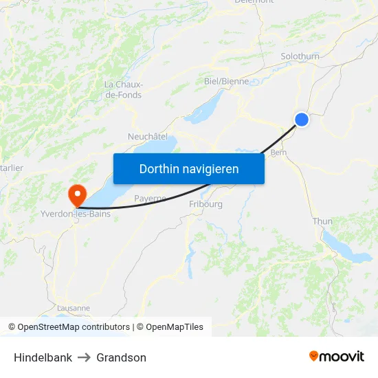 Hindelbank to Grandson map