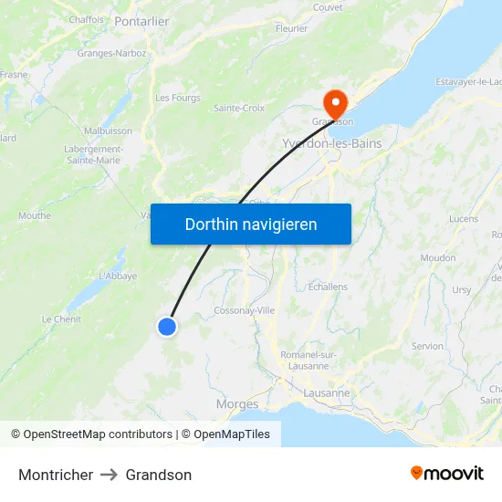 Montricher to Grandson map