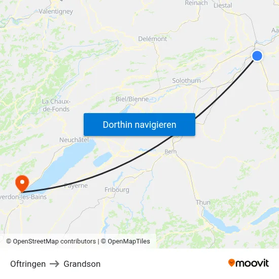 Oftringen to Grandson map