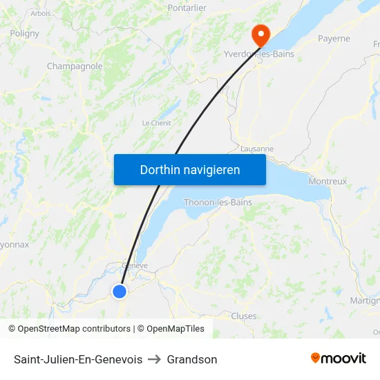 Saint-Julien-En-Genevois to Grandson map