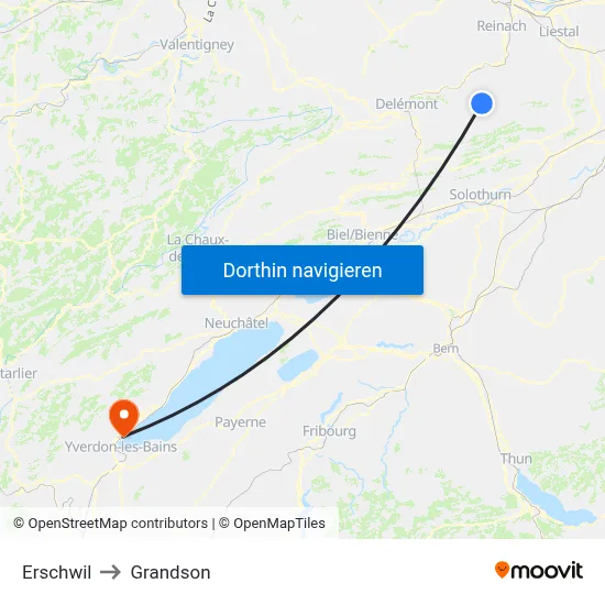 Erschwil to Grandson map