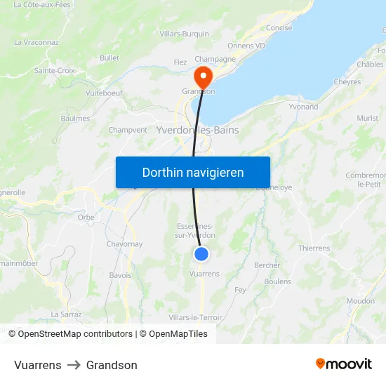 Vuarrens to Grandson map
