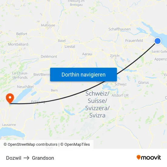 Dozwil to Grandson map