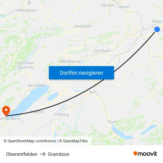 Oberentfelden to Grandson map