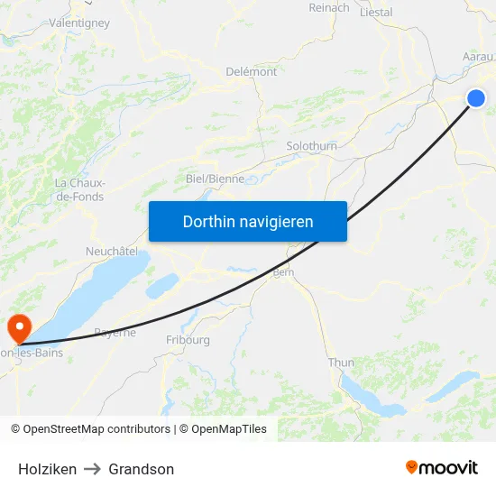 Holziken to Grandson map