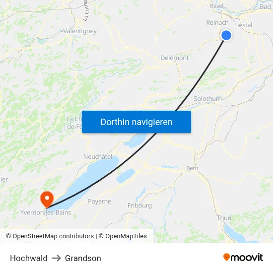 Hochwald to Grandson map