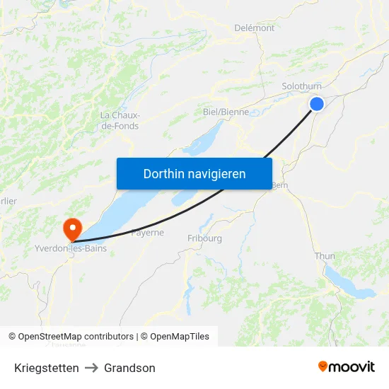 Kriegstetten to Grandson map