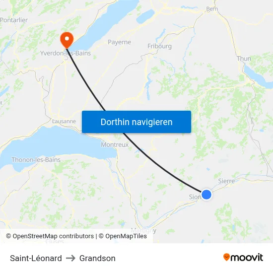 Saint-Léonard to Grandson map