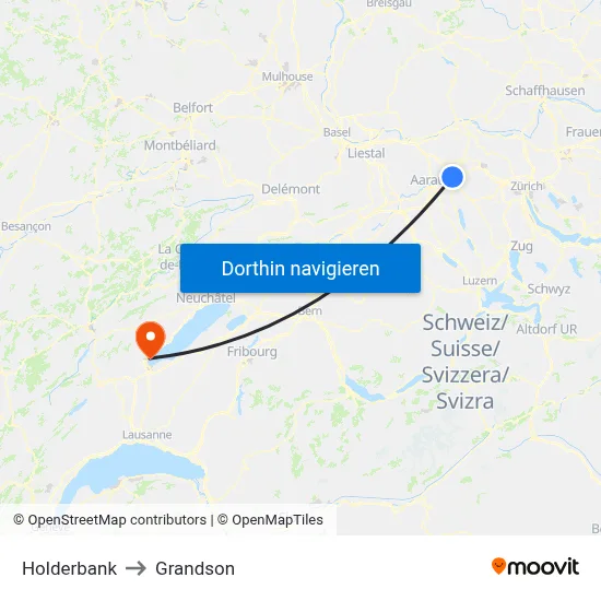 Holderbank to Grandson map