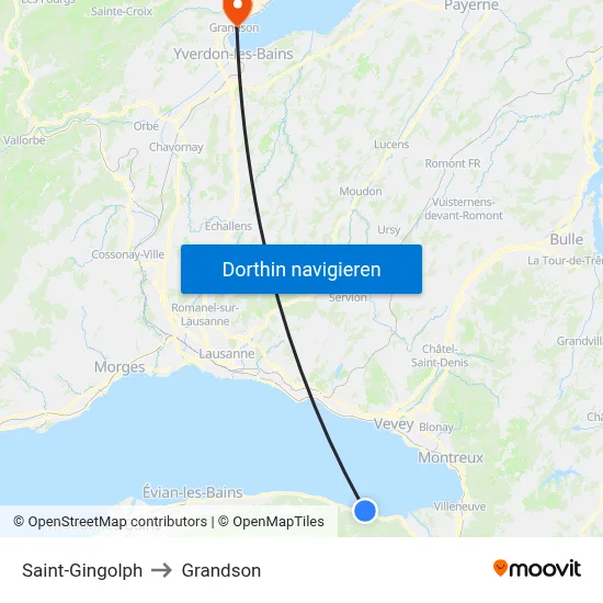 Saint-Gingolph to Grandson map