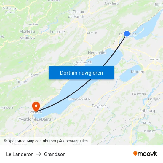 Le Landeron to Grandson map