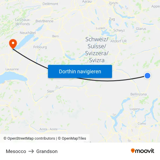 Mesocco to Grandson map