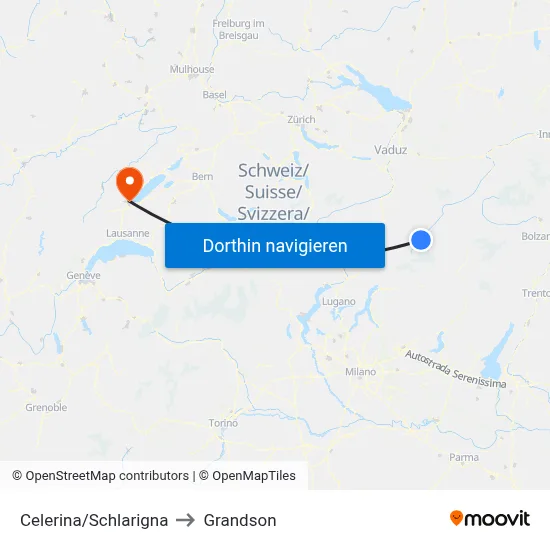 Celerina/Schlarigna to Grandson map