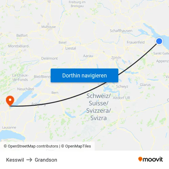 Kesswil to Grandson map
