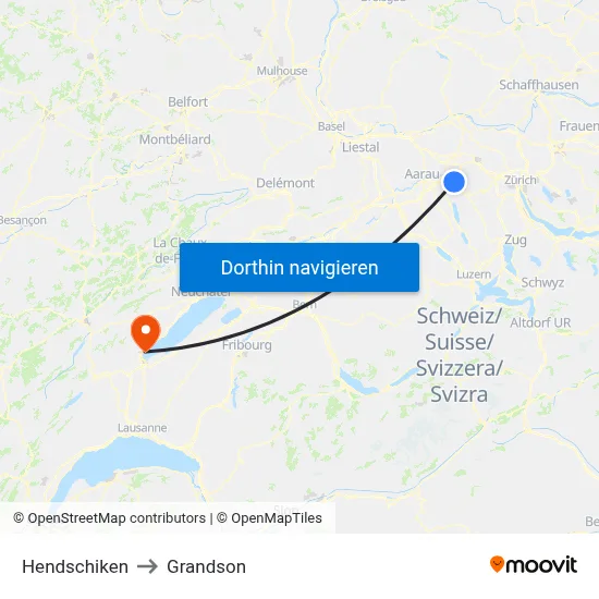 Hendschiken to Grandson map