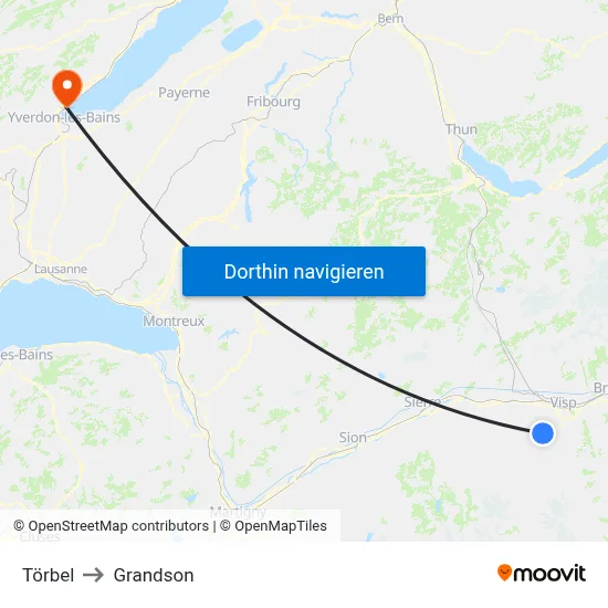 Törbel to Grandson map