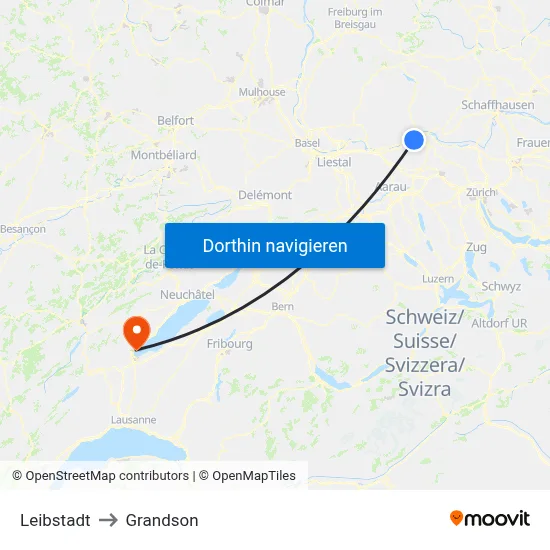 Leibstadt to Grandson map