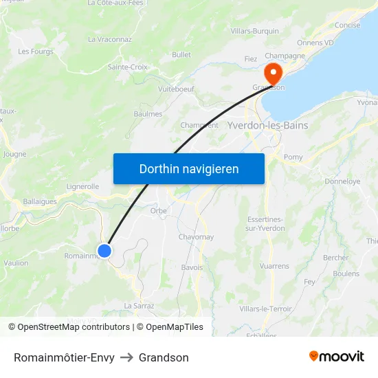 Romainmôtier-Envy to Grandson map